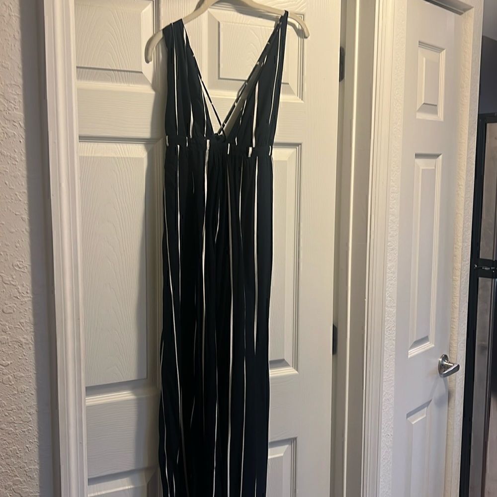 Faithful the Brand Size Medium Jumpsuit - Black and White Striped